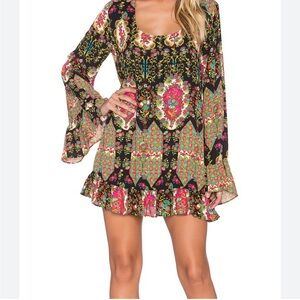 Show Me Your Mumu Margo Mini Bell Sleeve  Dress in Merry Marigold - Revolve Sz M
